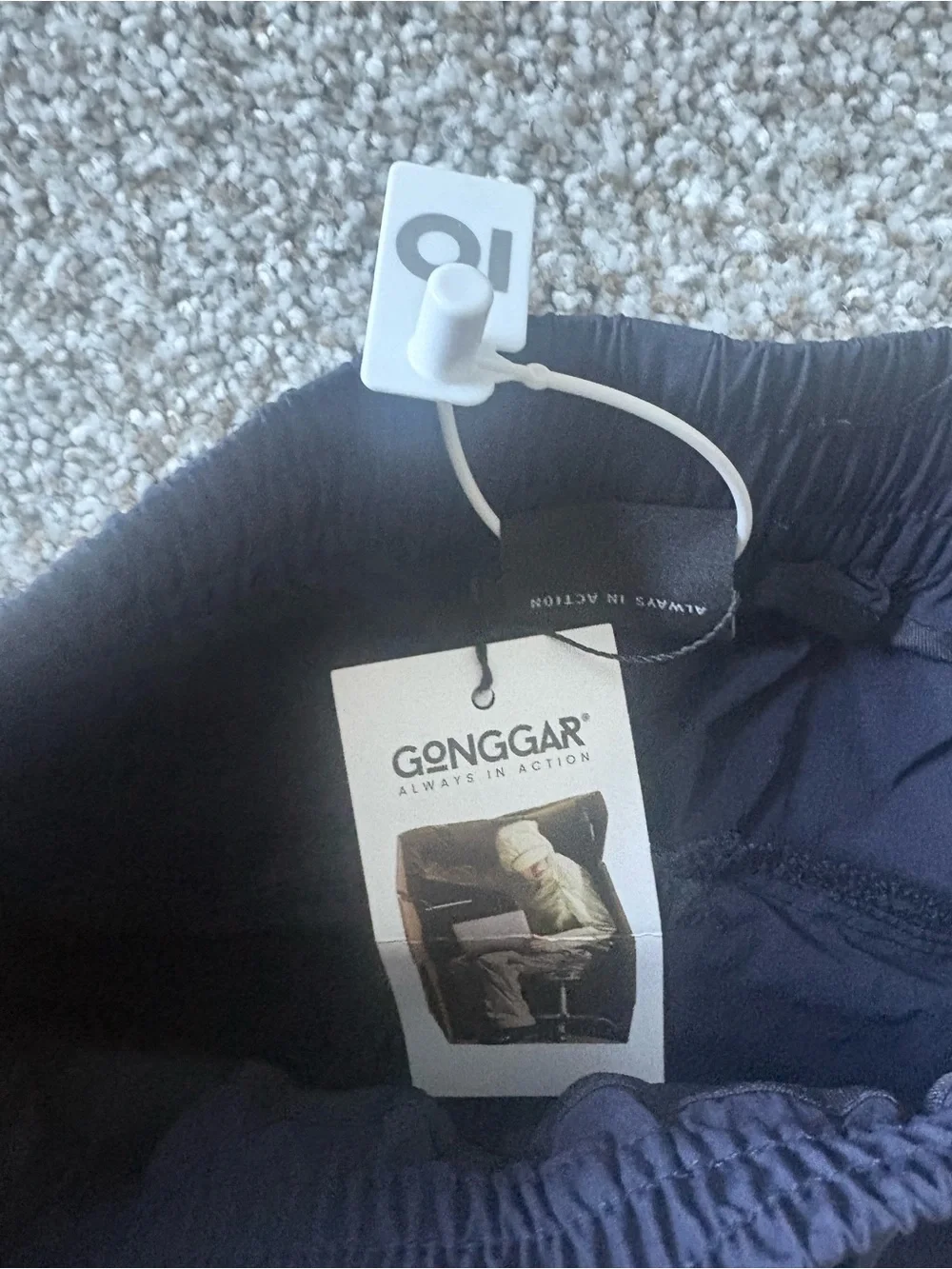 Gonggar Water Repellent Unisex Navy Cargo Pants with Drawstring Waist